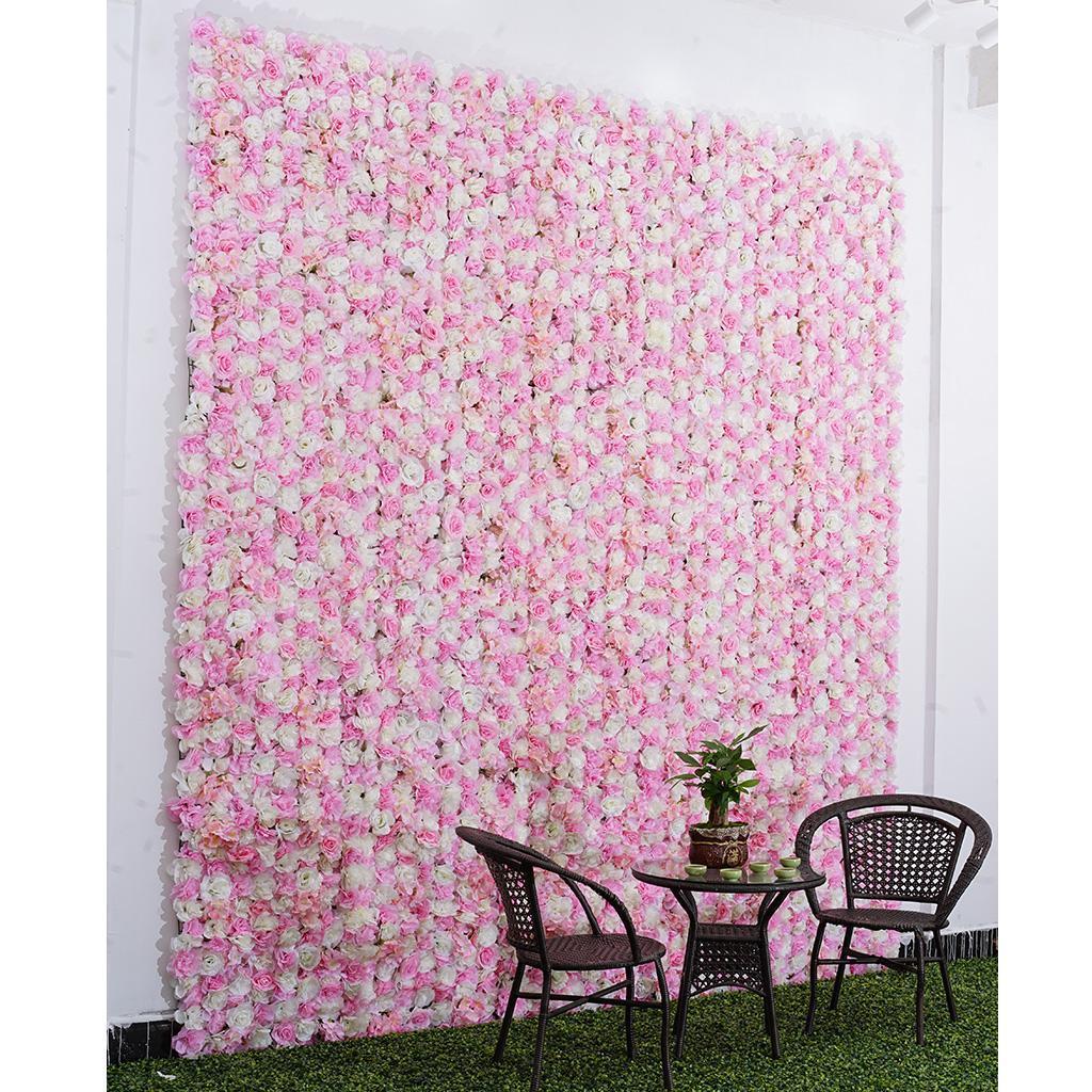 Artificial Flower Wall Panels Wedding Venue Decor Pink White