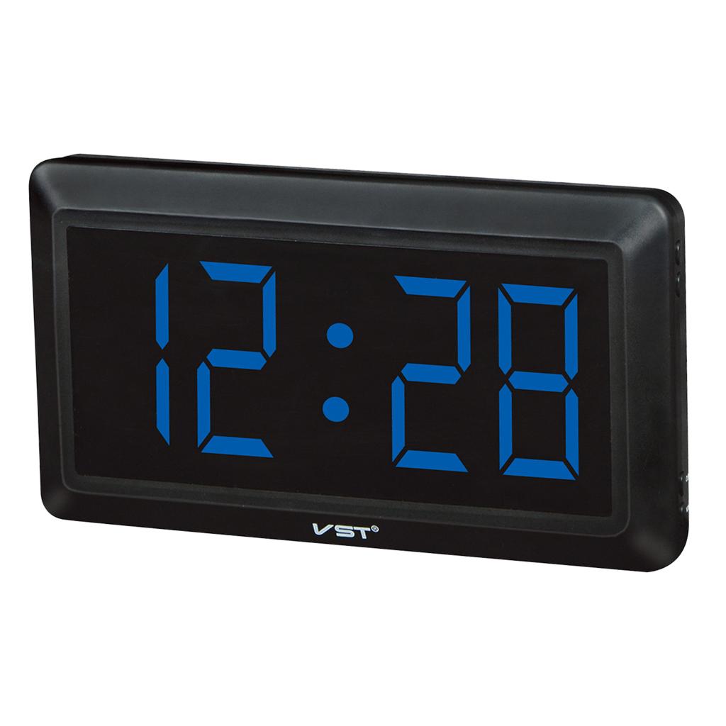 4'' Large LED Display Digital Time Desk Clock Wall Clocks EU Plug Blue
