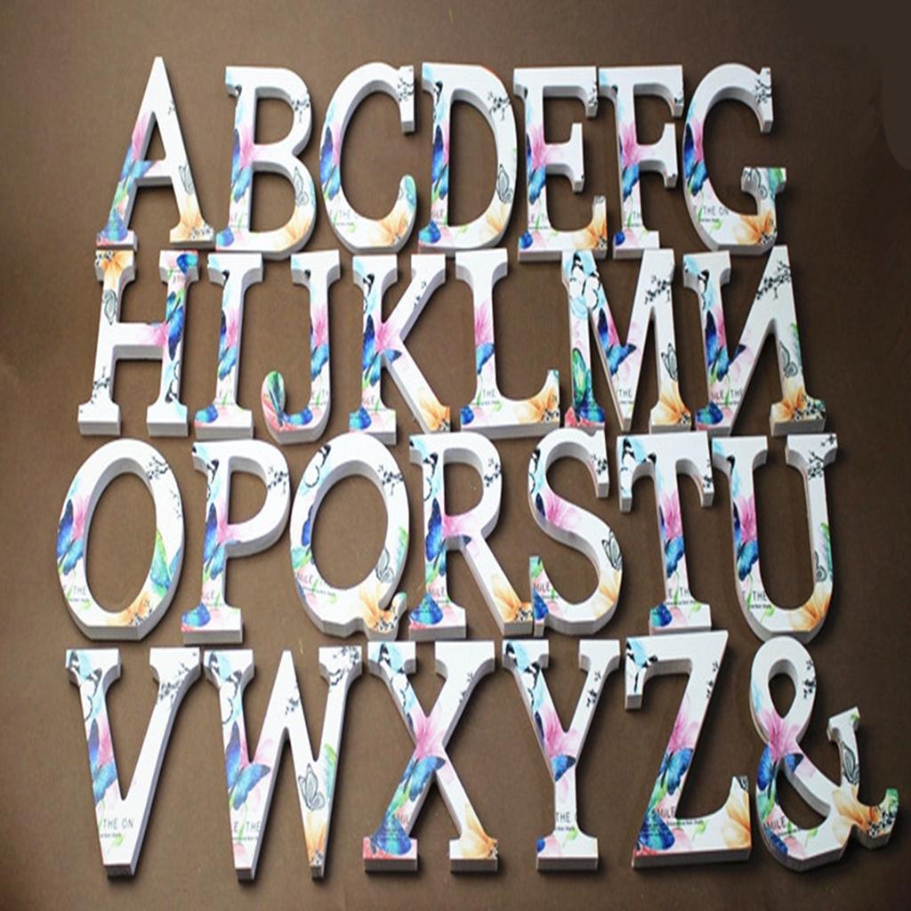 Wooden Alphabet Craft Letters Plaque Home Wedding Nursery Party Decoration N