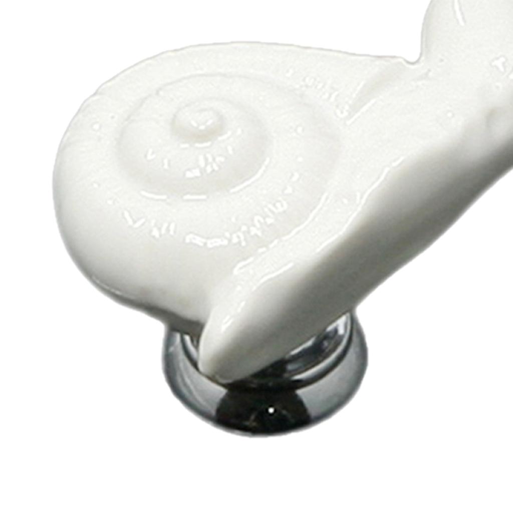 Ceramic Door Knob Cabinet Drawer Wardrobe Cupboard Snail Pull Handle White