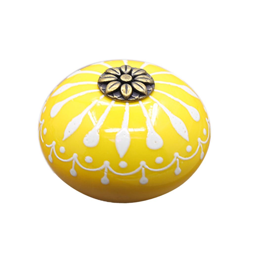 Ceramic Cabinet Knobs Drawer Furniture Hardware Door Pull Handle Yellow