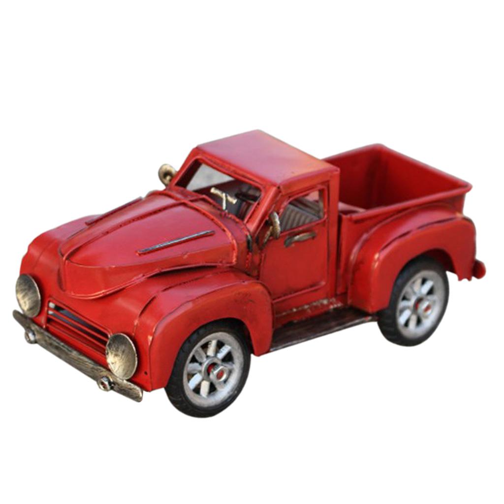 Antiqued Car Model Collectible Ornament Hobby Toy Pick Up - Red