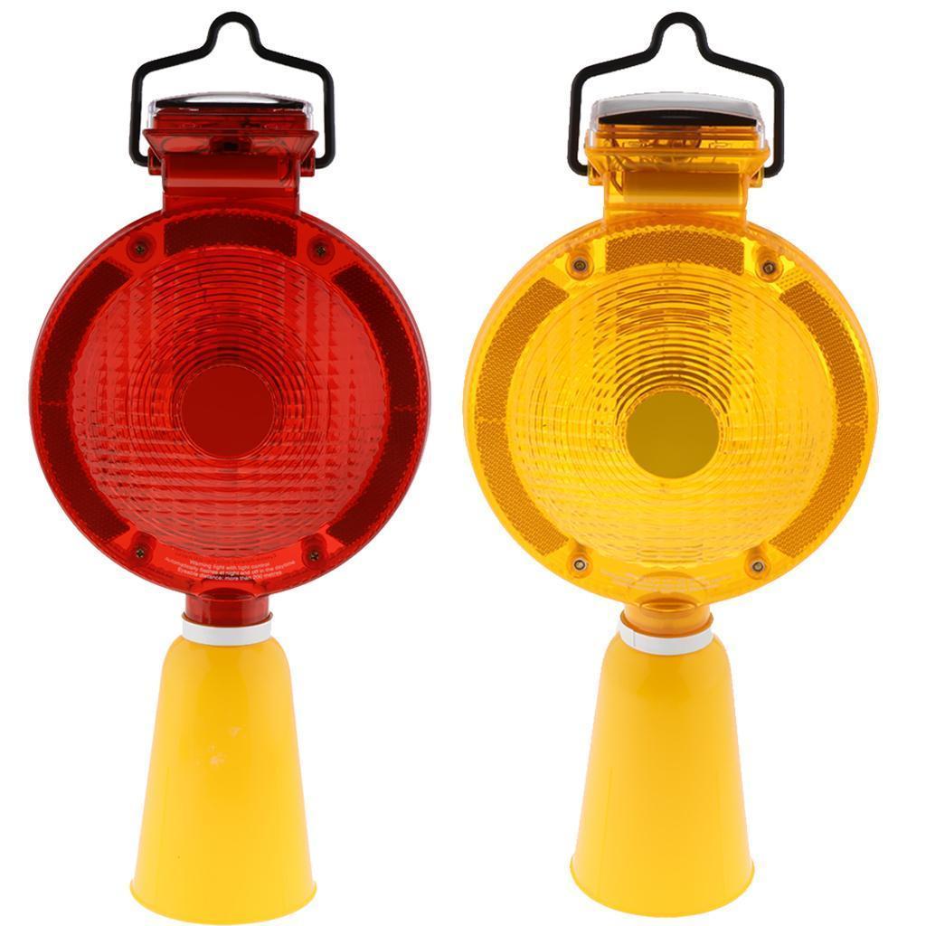 Solar Power Warning Lights  Safety Road Traffic Flicker Beacon Lamp