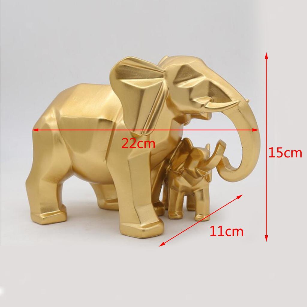 Pair of Elephant Statue Resin Mother and Son Statue for Home Decor
