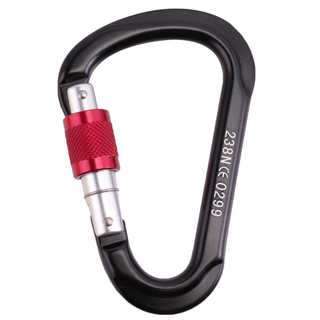 24KN Screw Locking Carabiner For Mountaineering Rock Climbing - Black