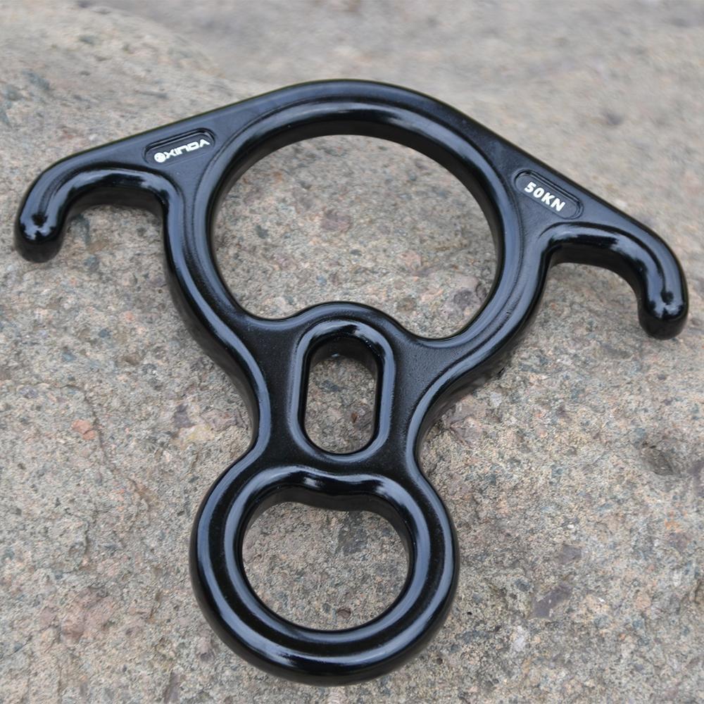 50KN Rock Climbing Rescue Rappelling Figure 8 Ring Rope Descender Black