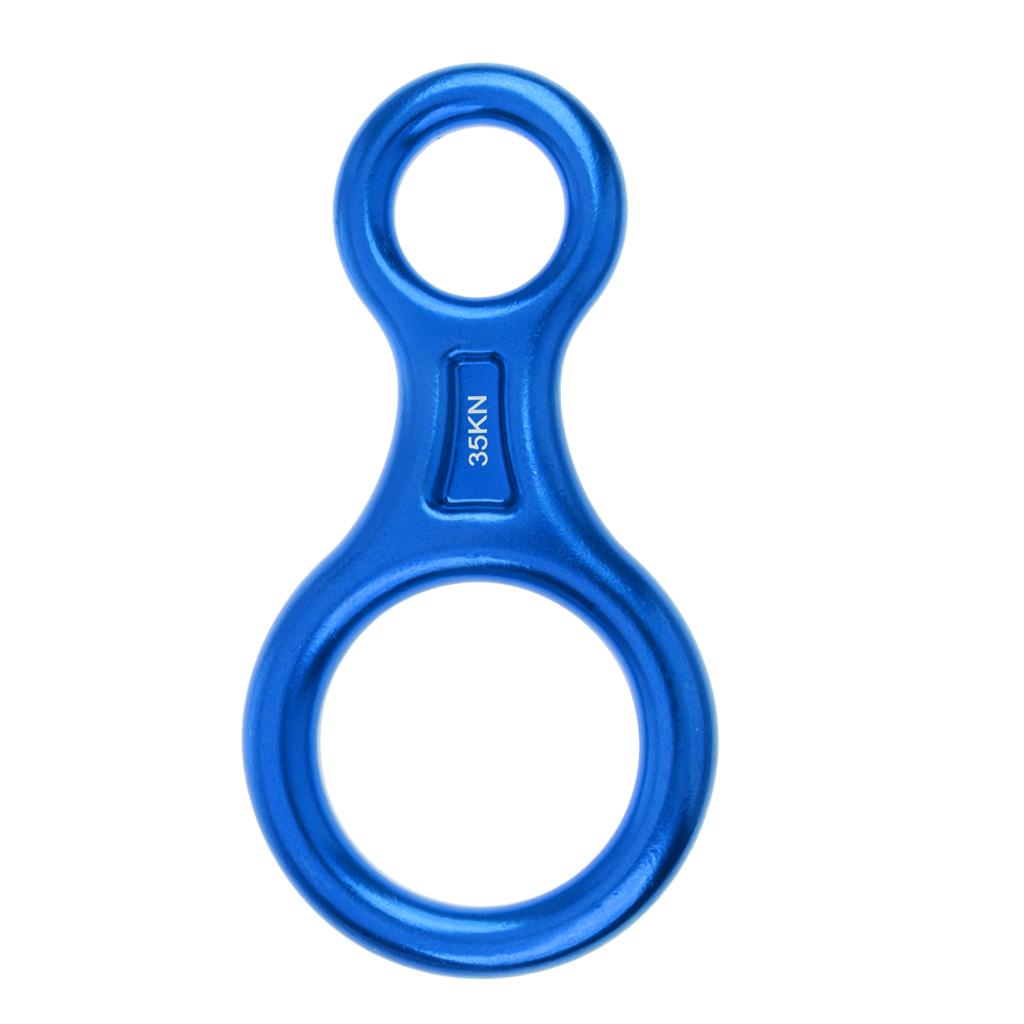 35KN Figure 8 Climbing Mountaineering Rappelling Ring Belay Device Blue