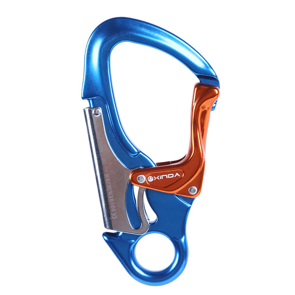 Double Action Mountaineering Rock Climbing Carabiner Clip 30KN Blue & Orange