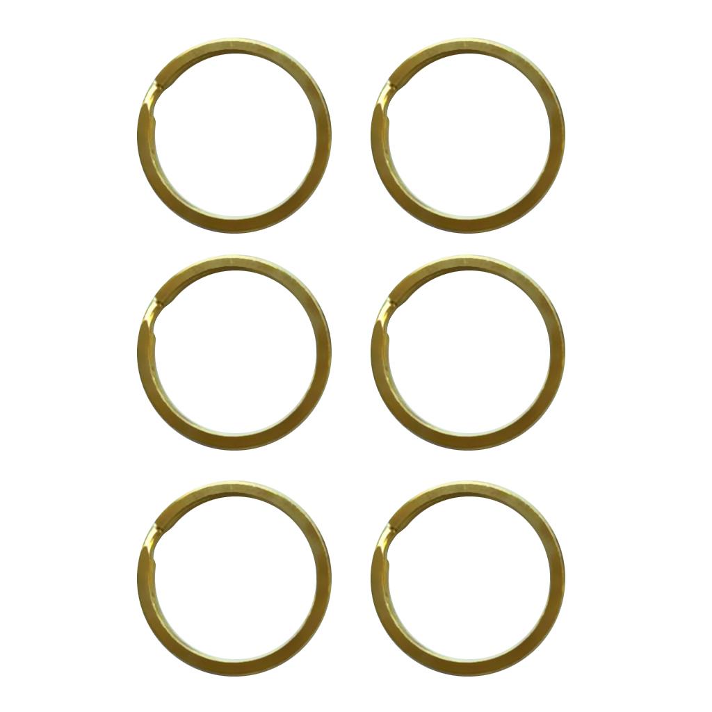 6 Pieces Brass Flat Round Split Key Chain Rings Key Holder DIY Craft 35mm
