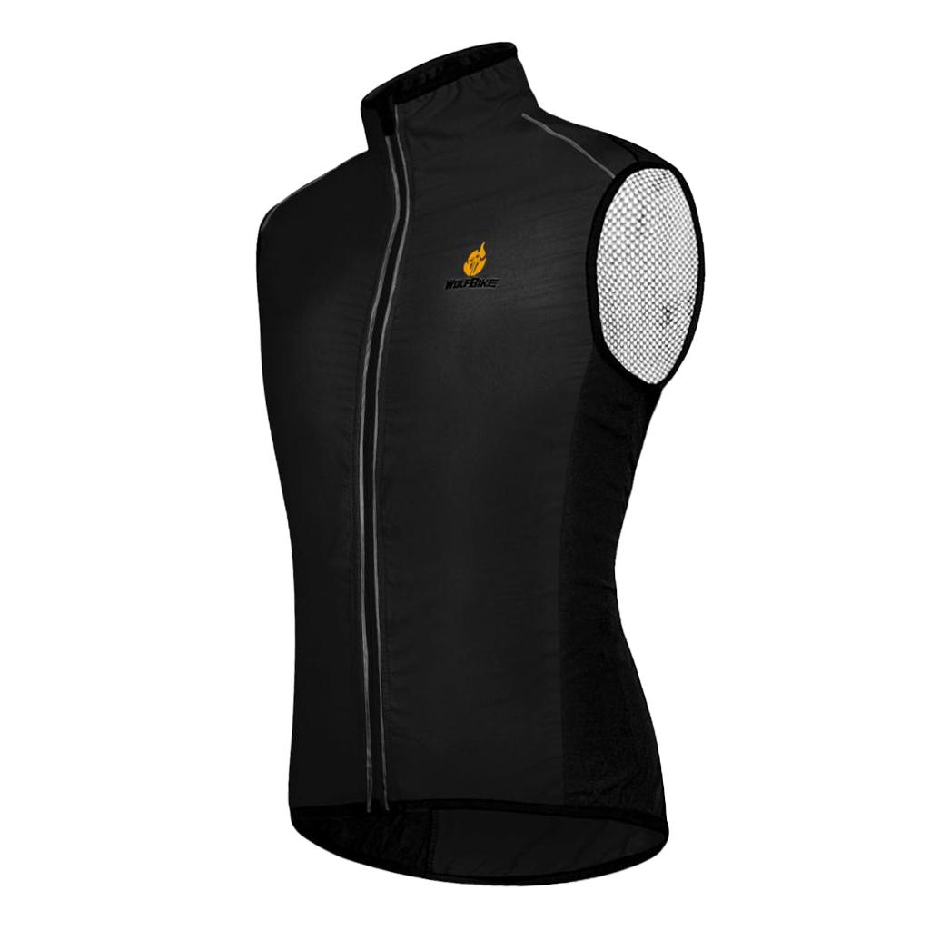 Unisex Reflective Bike Cycling Windproof Vest Running Sports Coat S Black