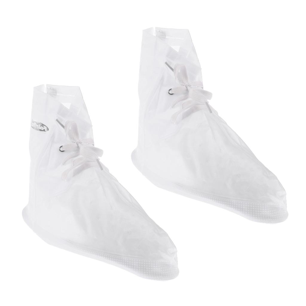 Waterproof Non Slip Shoe Covers Rain Snow Sneaker Boot Overshoes M White