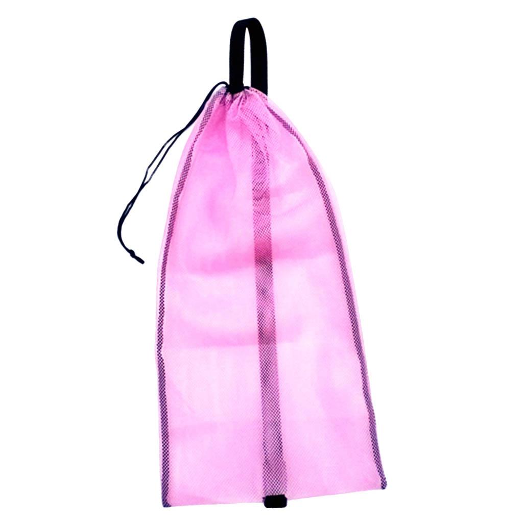Drawstring Mesh Bag Shoulder Strap for Scuba Diving Snorkel Equipment Pink