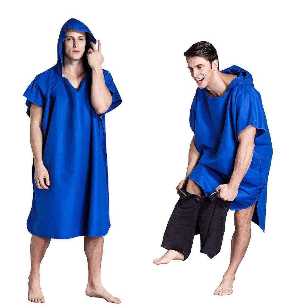 Beach Bath Surf Swim Poncho Robe With Hood Wetsuit Changing Towel Blue