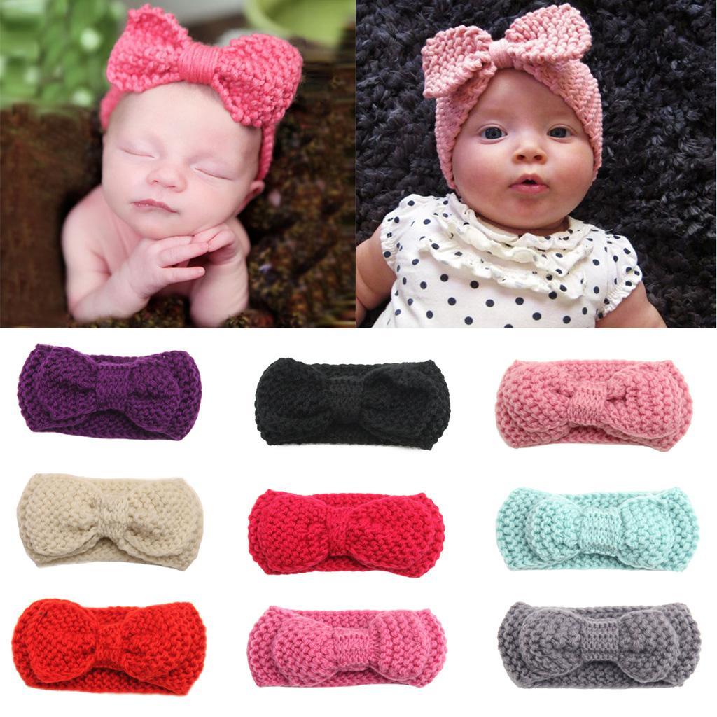 Infant Baby Girls Flower Elastic Crochet Hairbands Headband Photo Props Rose