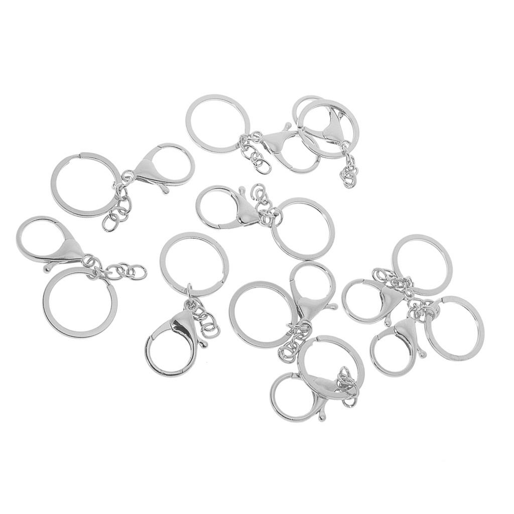 10pcs Alloy Lobster Clasp Clips Keyring Key Chain Findings Silver