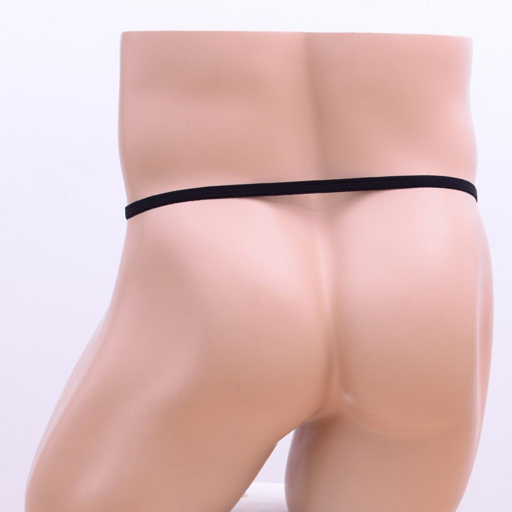 Men Open Front Thong Underwear-4 Color Black