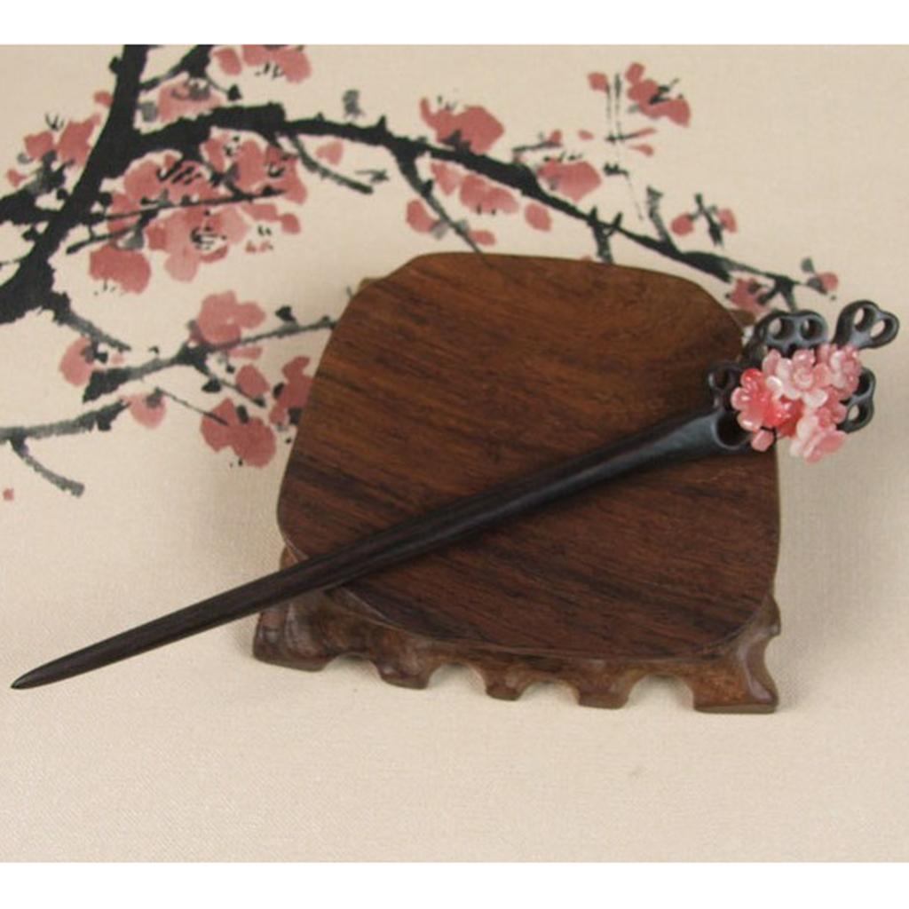 Fashion Classic Hairpin Hand-carved Ebony Vanilla Flower Hairpin Bride Red