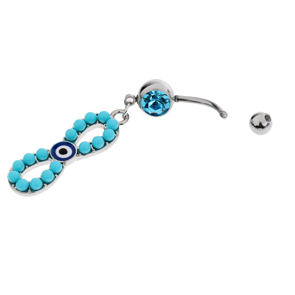 Stainless Steel 8 Shape Belly Bar Navel Ring Body Piercing Turquoise Dangle