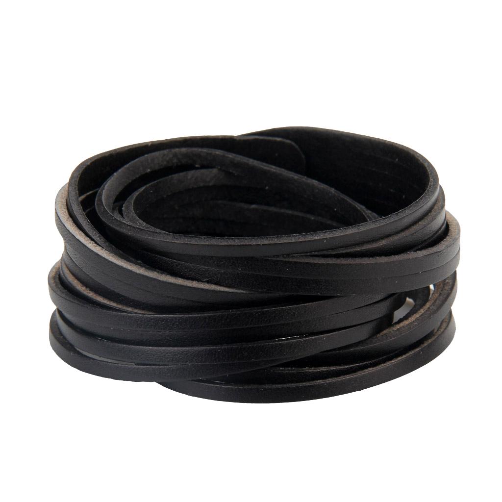 PU Leather Wrap Wristband Multilayer Bracelet Bangle Adjustable Black