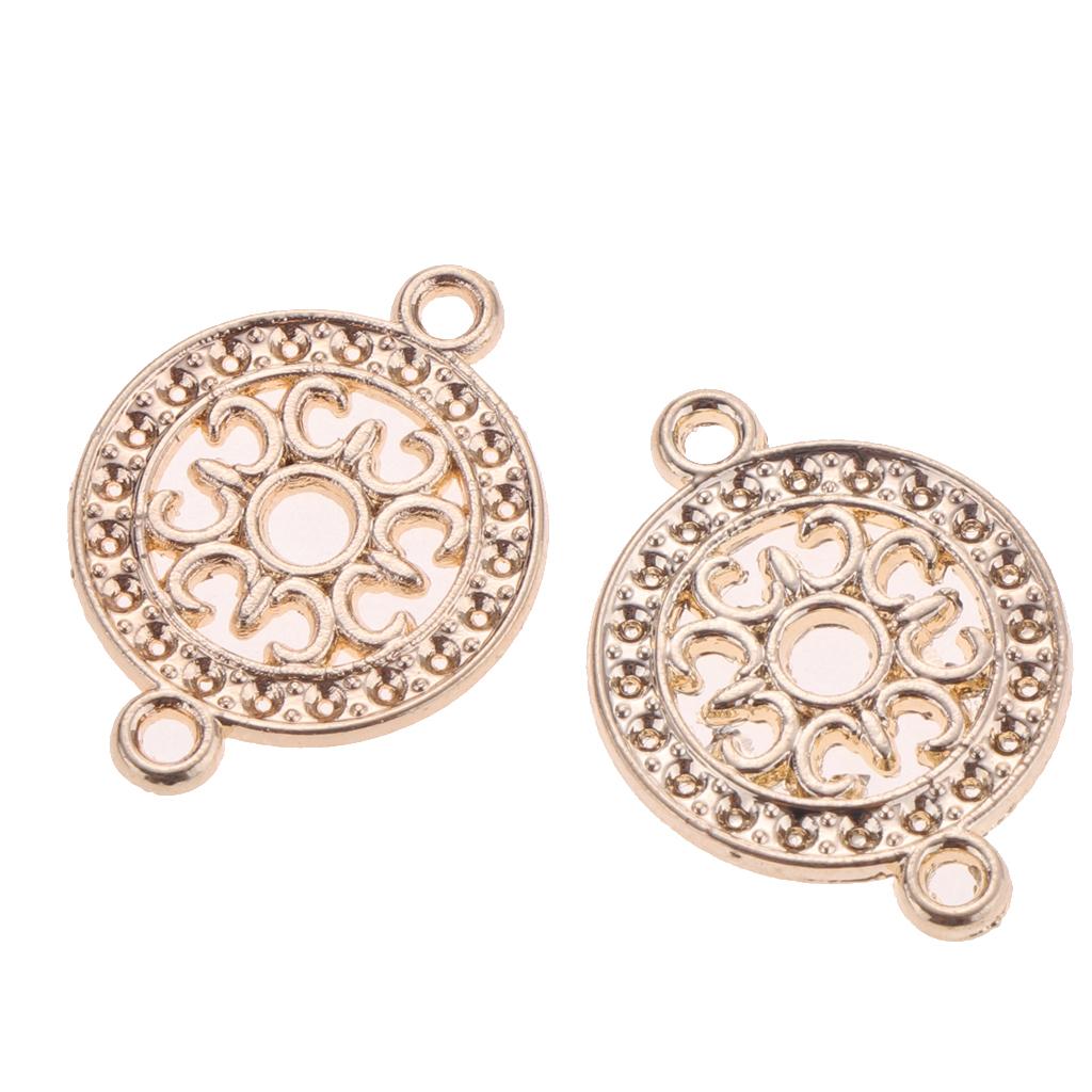 10pcs Ethnic Tribe Earring Necklace Bracelet Connector DIY Round Flower 14mm