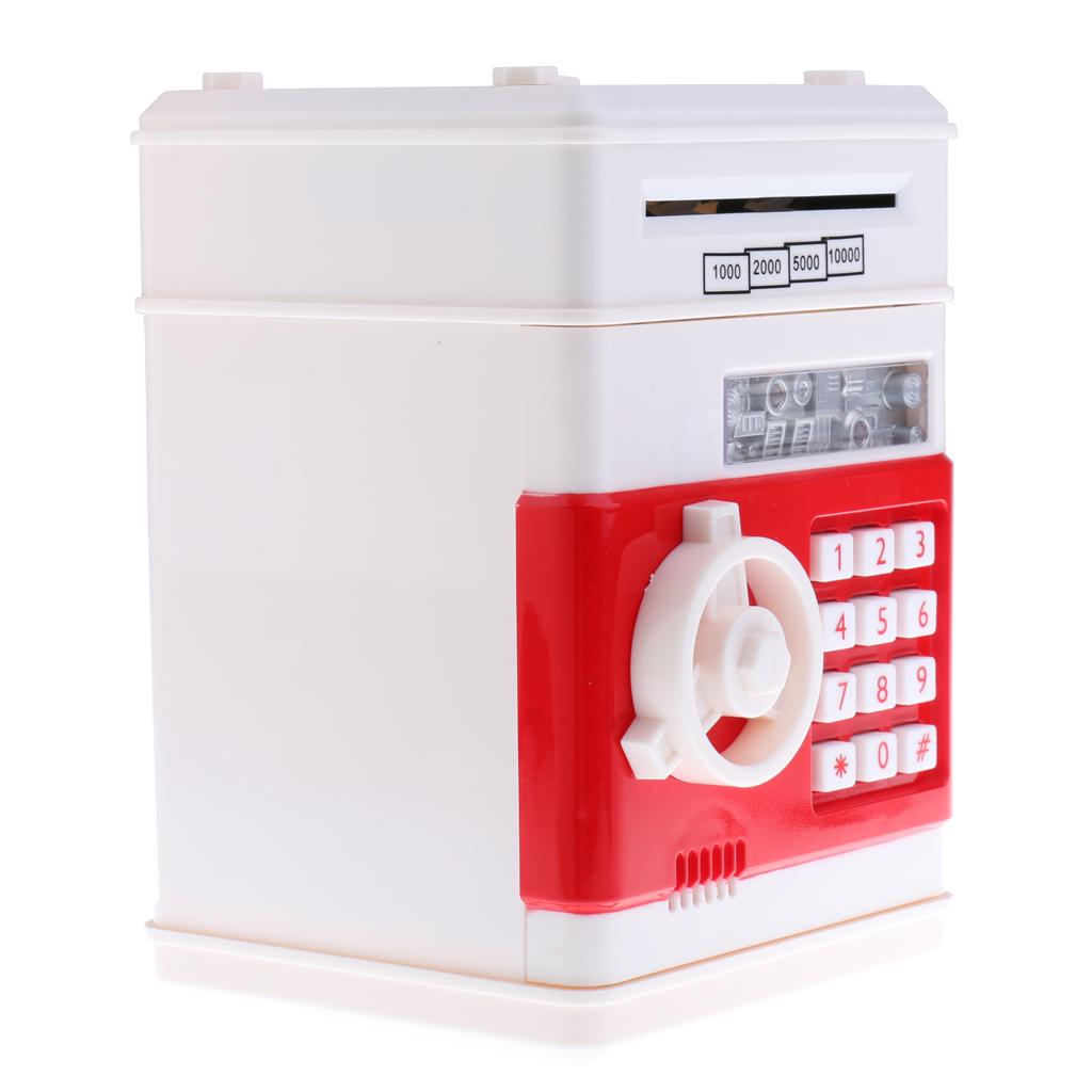 Automatic Electronic Cash Roller Piggy Bank Coin Money Saving Box White