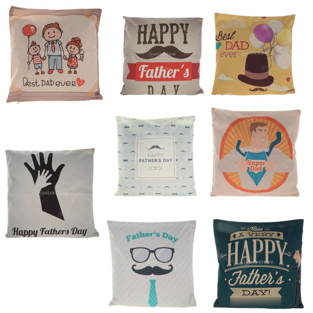 Happy Father's Day Linen Throw Pillow Case Cushion Cover Home Sofa