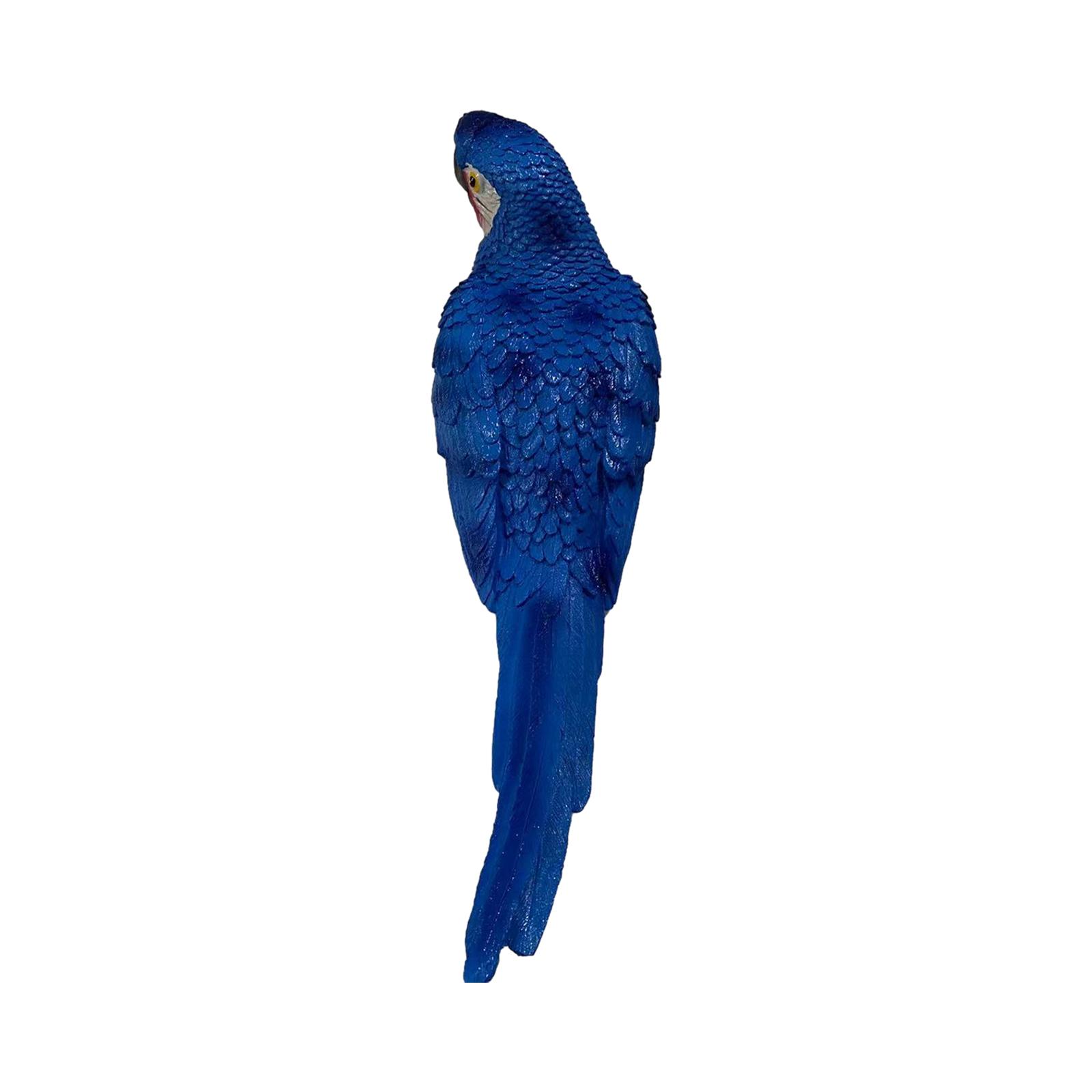 Realistic Parrot Resin Bird Animal Ornament Hanging 29cm Lying Blue