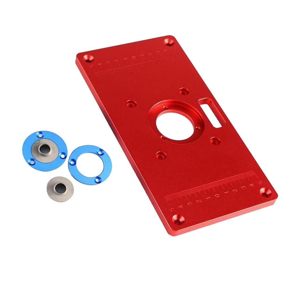 Alloy Router Table Insert Plate with 2 Router Insert Rings 235x120x10mm Red