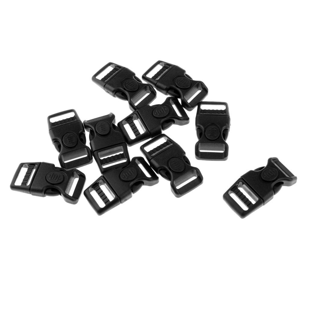 10pcs Kunststoff schwarz gebogene Schnalle Seitliche Freigabe für Paracord