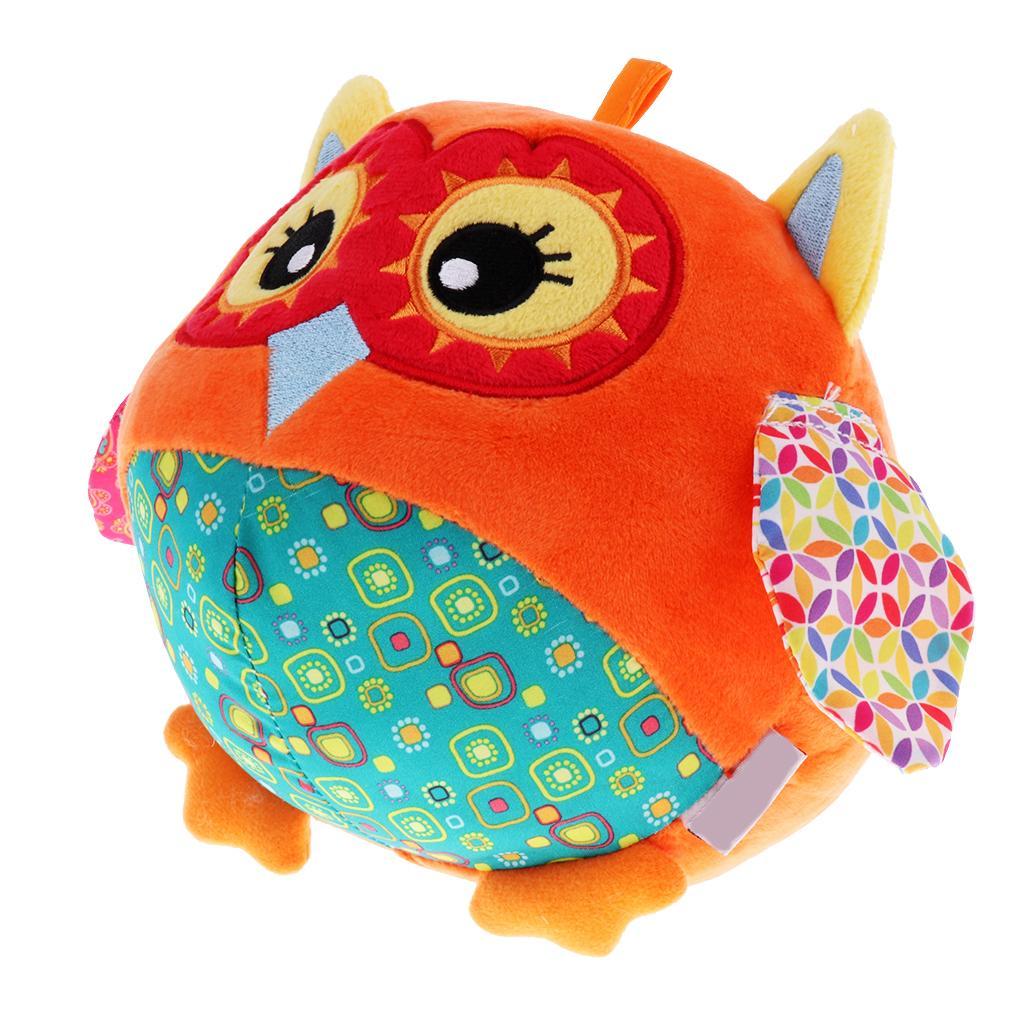 Baby Kids Wrist Hand Bell Rattle Plush Stuffed Educational Toy Owl