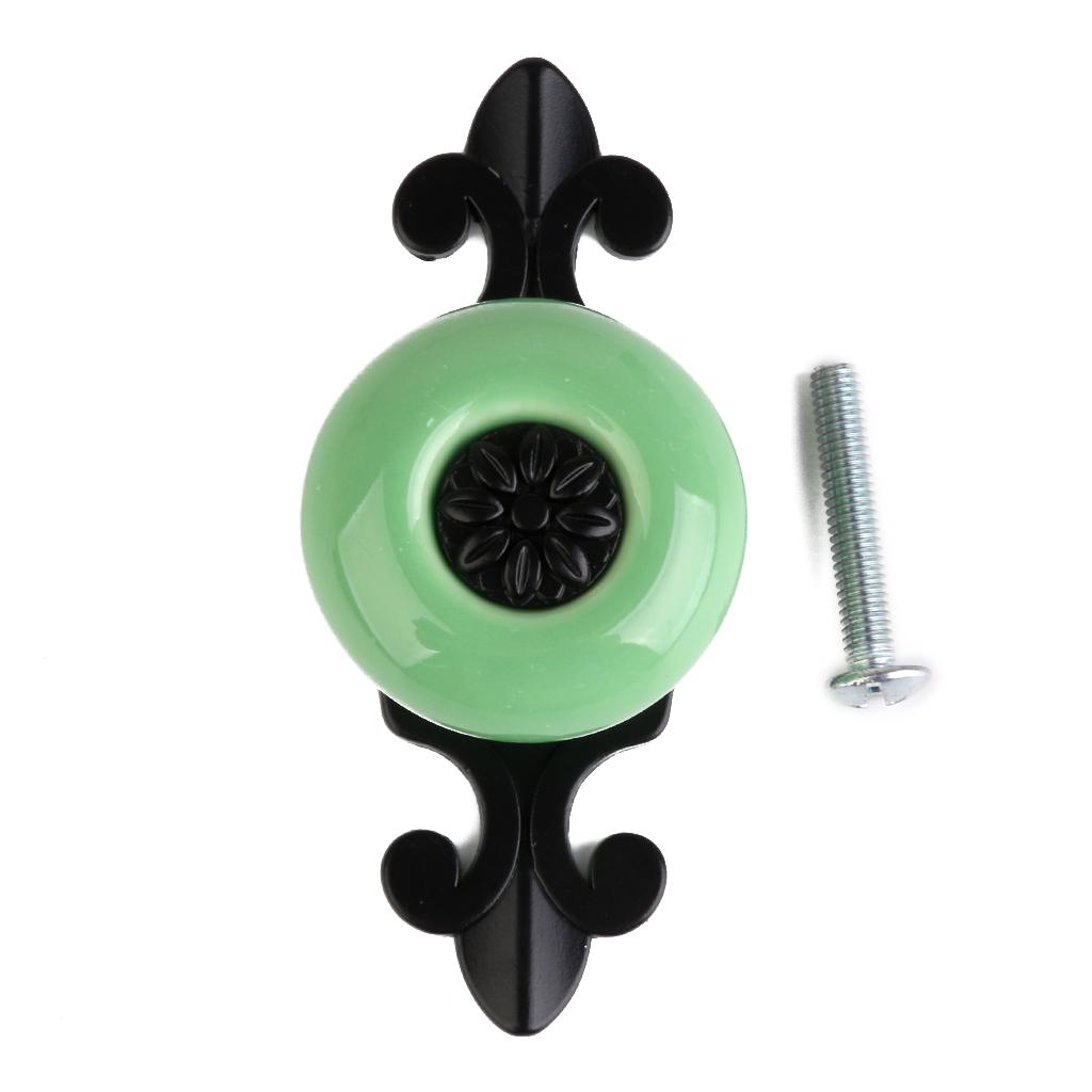 Ceramic Drawer Cabinet Door Pull Handle Knob Round Handles 1pcs Green