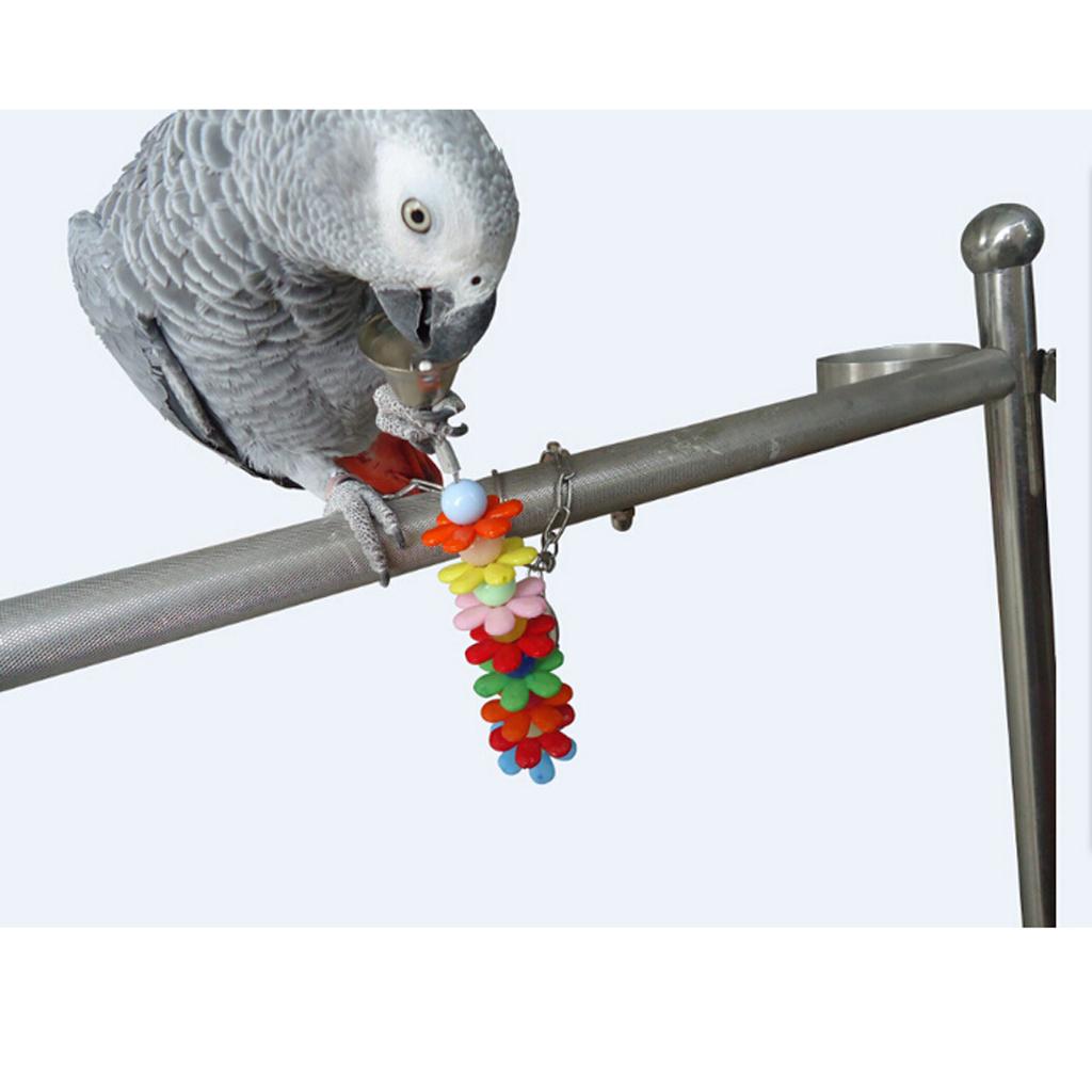 Acrylic Colorful Hanging Chewing Pet Toy with Bell for Parrots Small Flower