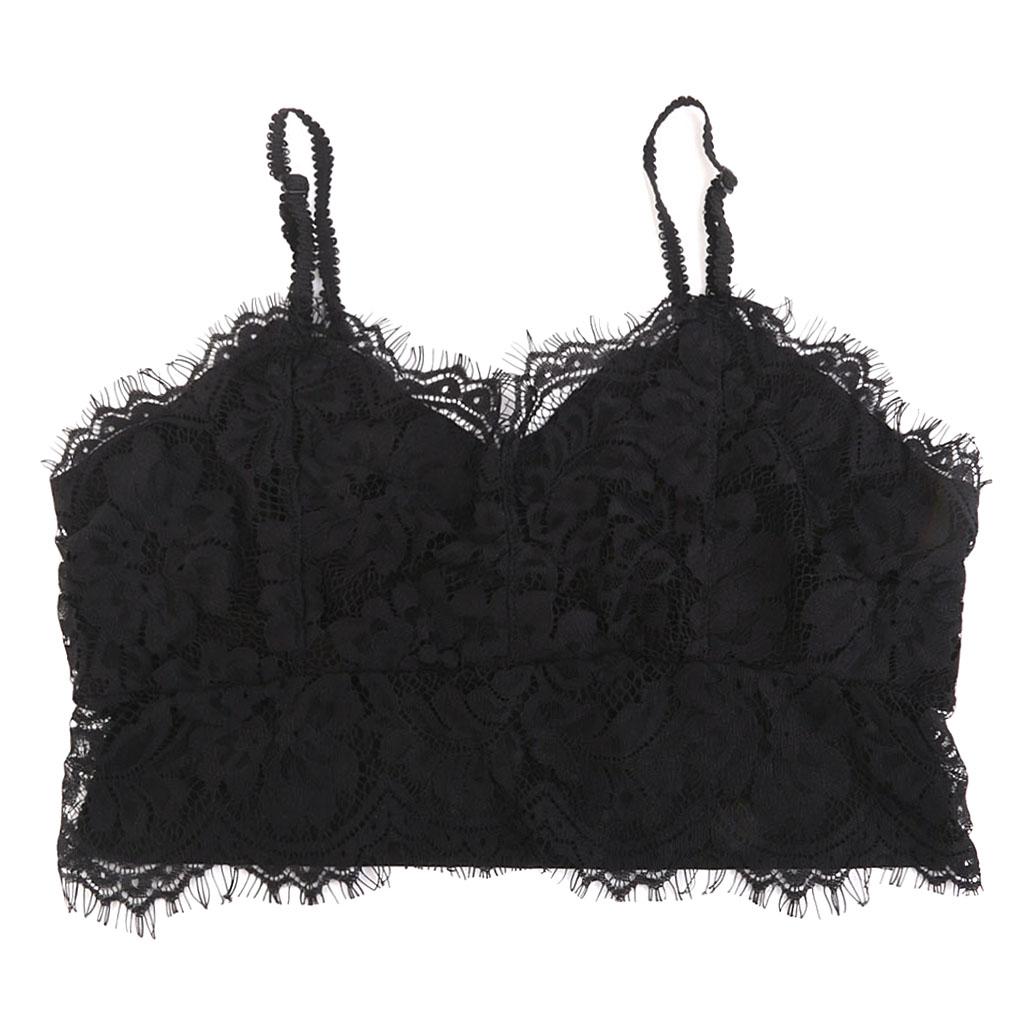 Black Lace Embroidered Eyelash Hollow Wrapped Chest Short Shoulder Strap Bra