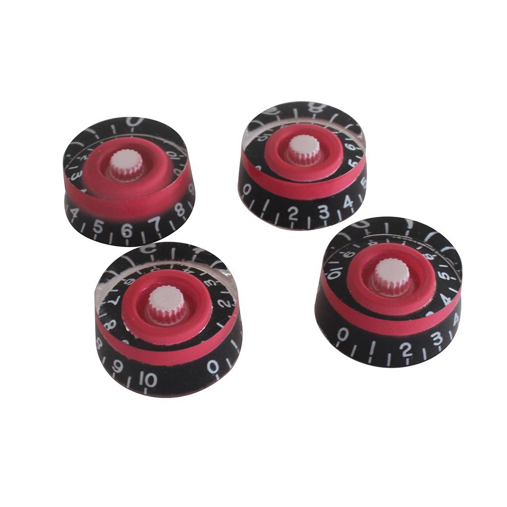 4pcs Speed Dial Knobs for Gibson Epiphone Style Electric Guitars Red/Black