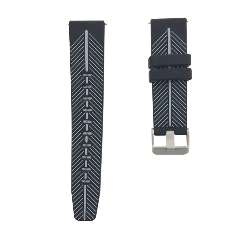 Universal 22mm Silicone Wristband Watch Strap Replacement Black+Grey