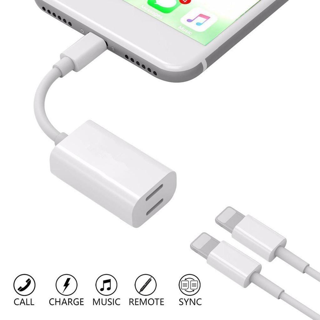 Headphone Audio and Charge Cable Splitter Adapter for iPhone 7 8 Plus White