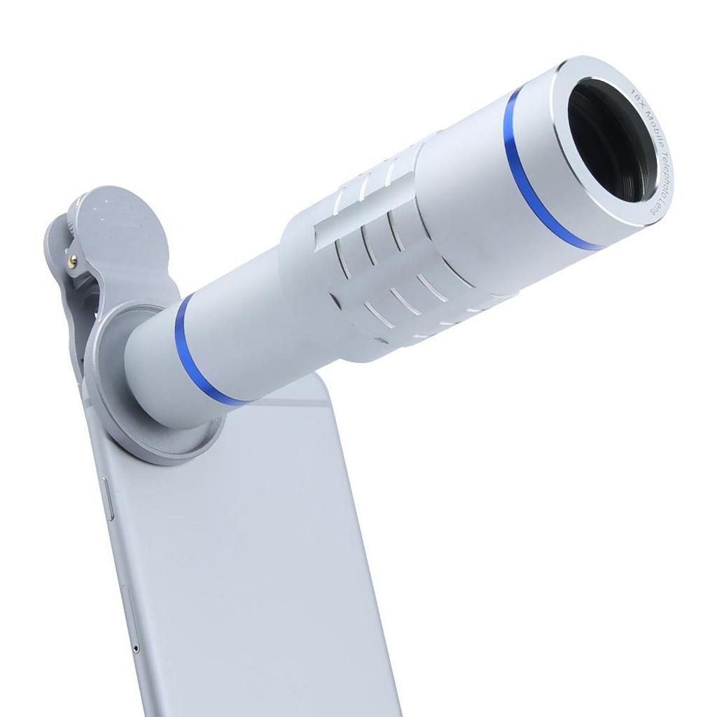 Mobile Phone Lens Clip-on Cell Phone Camera 18X Zoom Optical Telephoto Lens Kit with Tripod and Clip for iPhone X Samsung S8 and Other Brand Smartphones (Silver)
