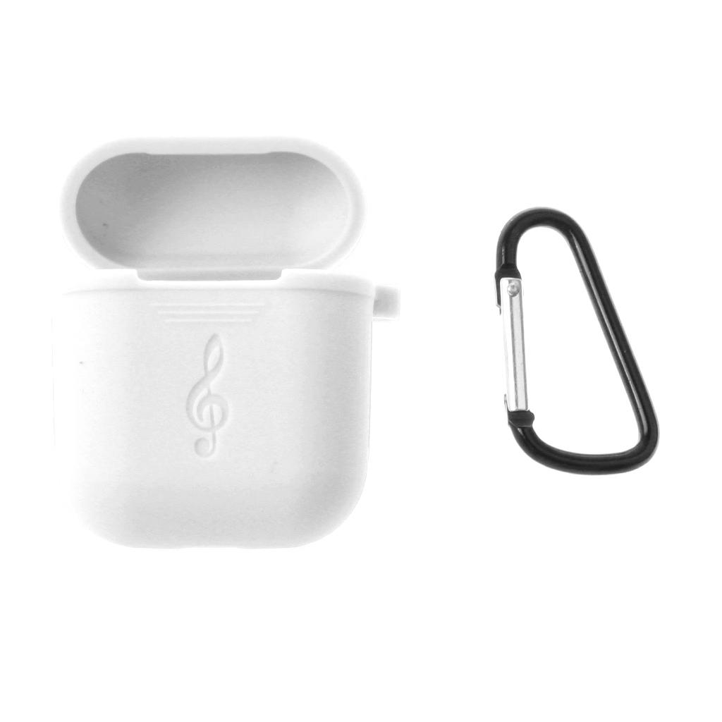 Music Model Silicone Protective Case with Keychain for Apple AirPods White