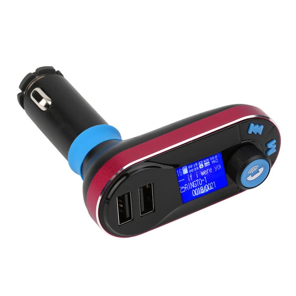 Bluetooth Handsfree FM Transmitter Receiver Mp3 Player Dual USB Charger Red