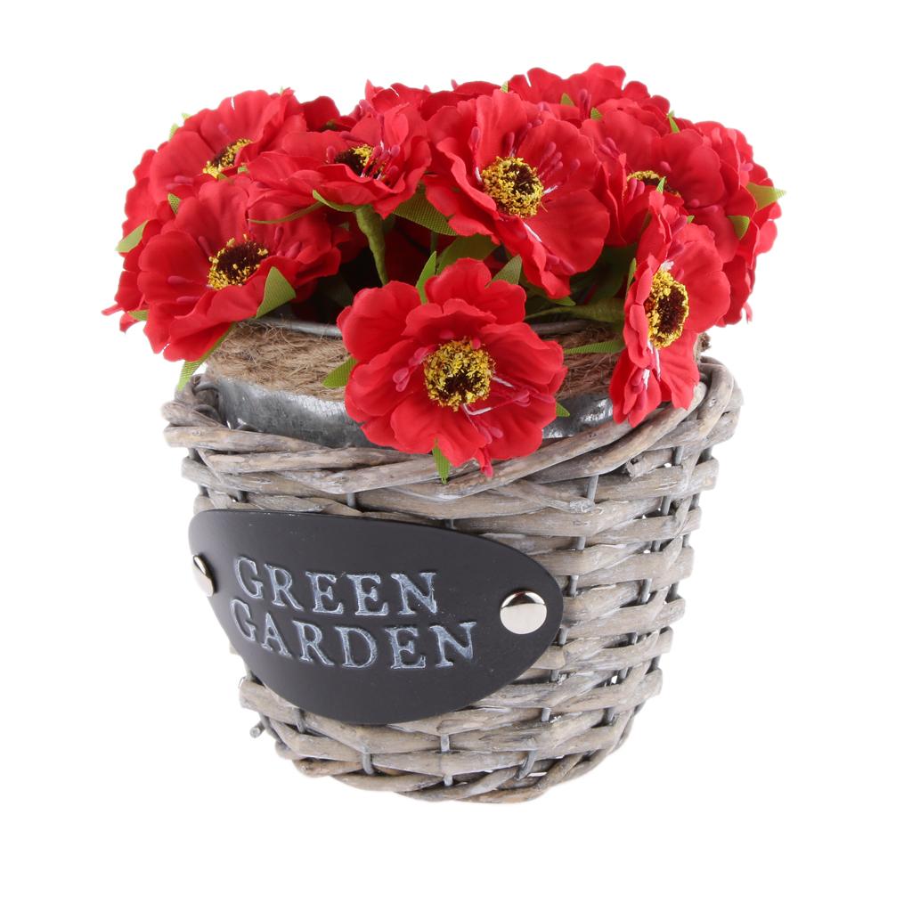 Metal Pot Wicker Basket Flower Holder Planter Box Container Home Decor 