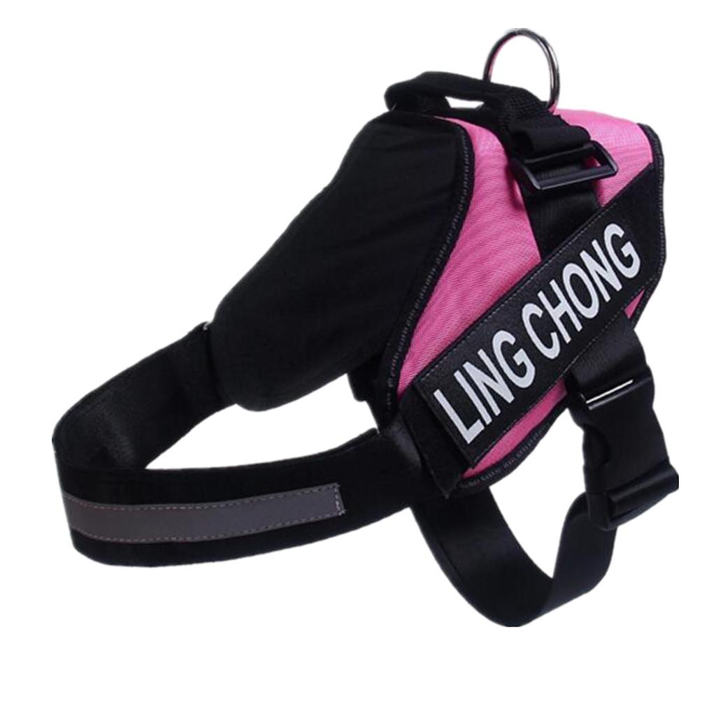 Adjustable Large Dog Chest Harness Strap Training Walk Collar Vest Pink M