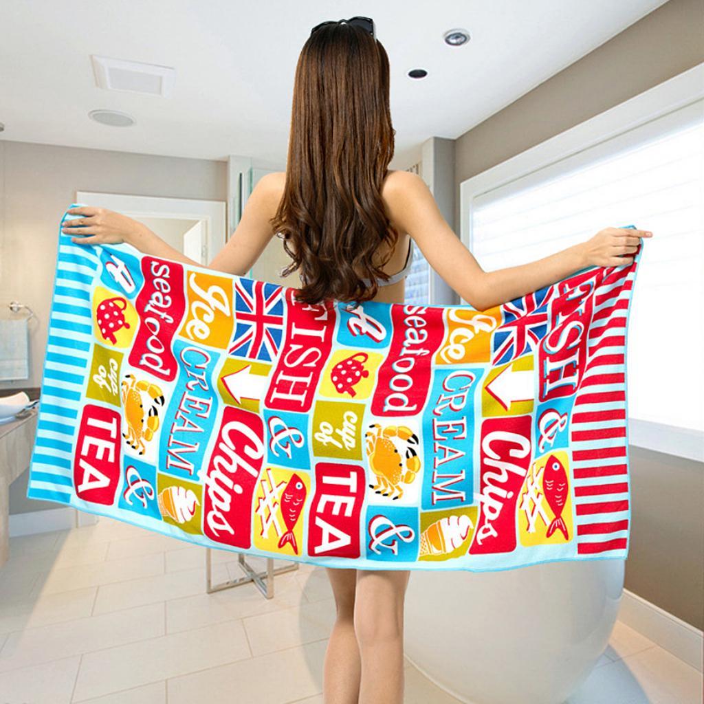 Big Microfiber Drying Bath Towel Printed Beach Swim Shower Towel Washcloth3#
