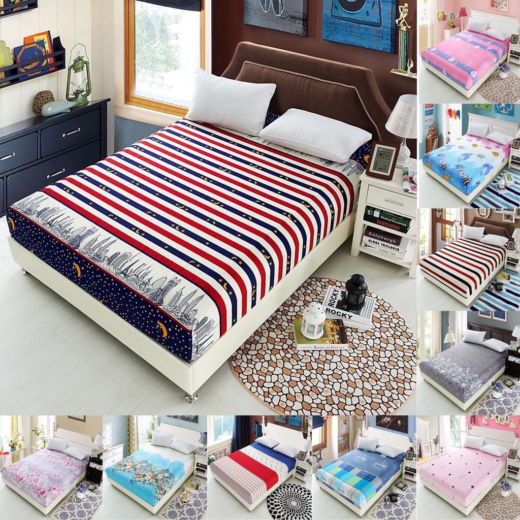 180x200cm Bed Sheet Fitted Bedspread Mattress Bedding Cloth Cover Quilt #4
