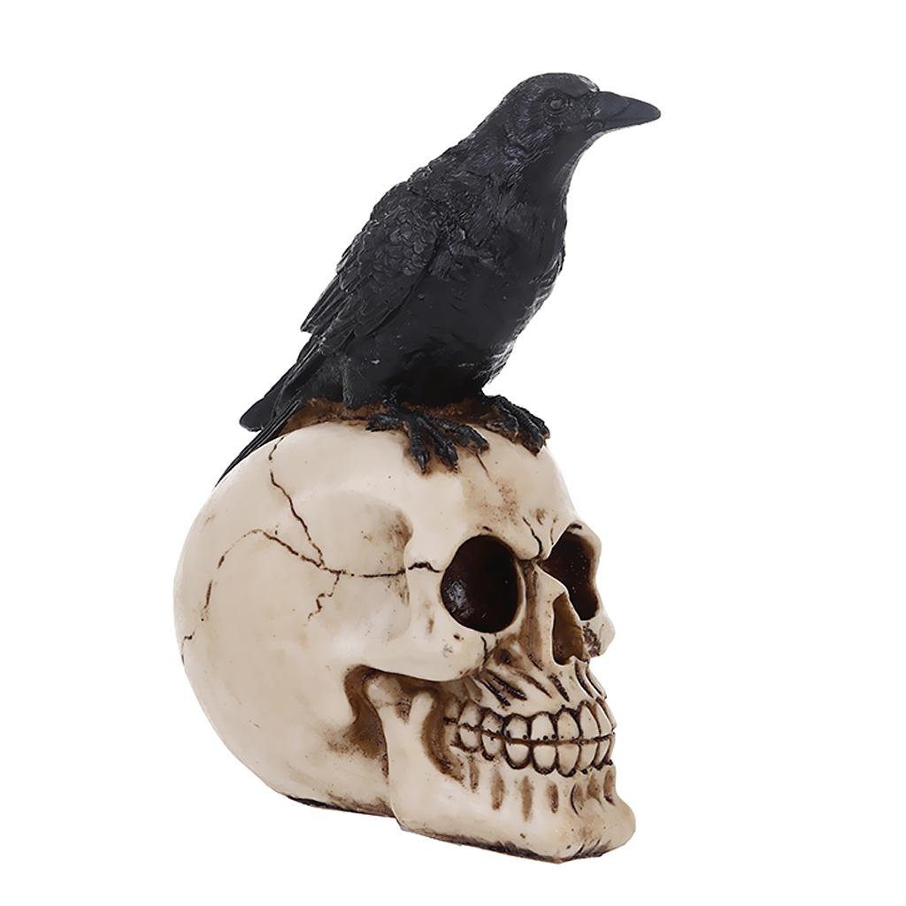 Gothic Skull & Crow Ornament Resin Collectible Model Decorative Prop Craft