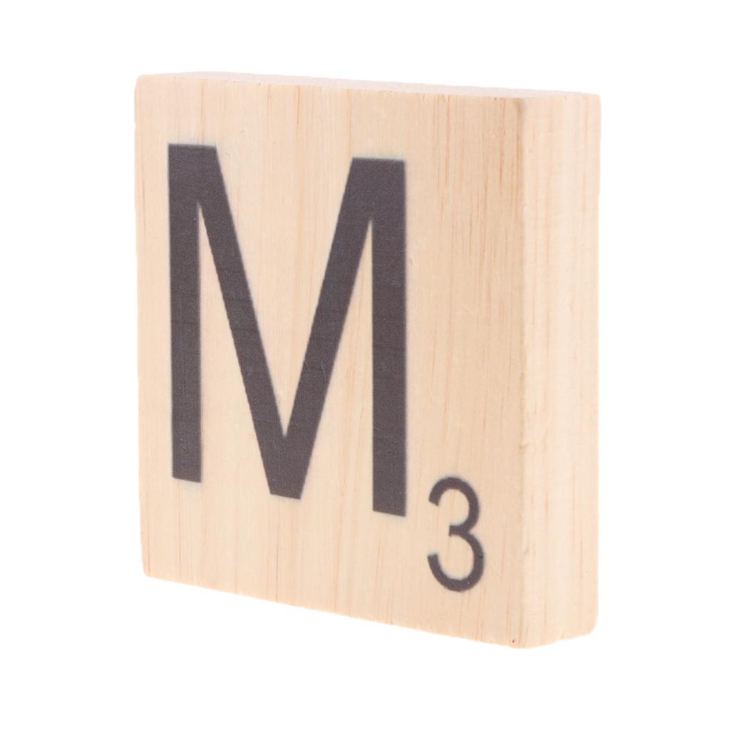 9cm Wooden Alphabet Puzzle Tiles Board Black Letters&Number For Crafts M3