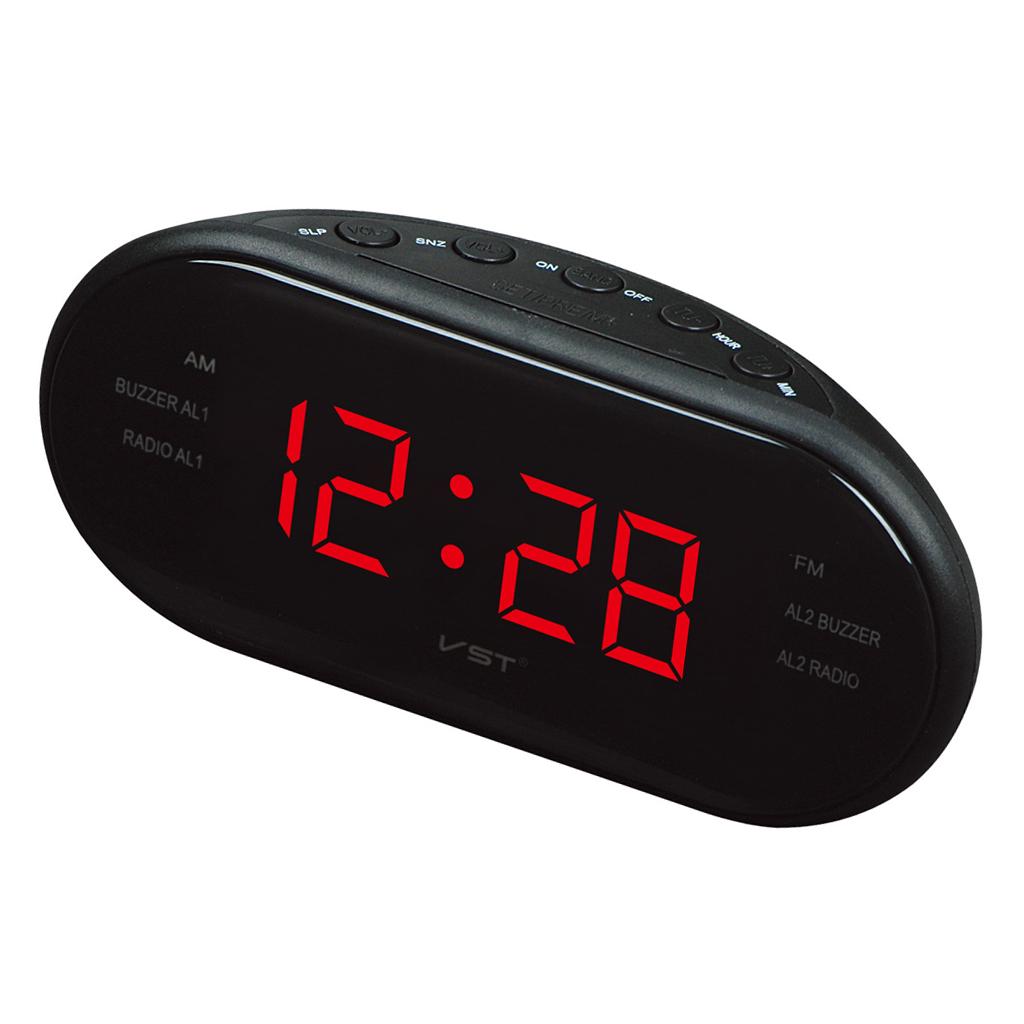 Digital LED Display Clock AM FM Radio Alarm Clock With Dual Alarm EU Red