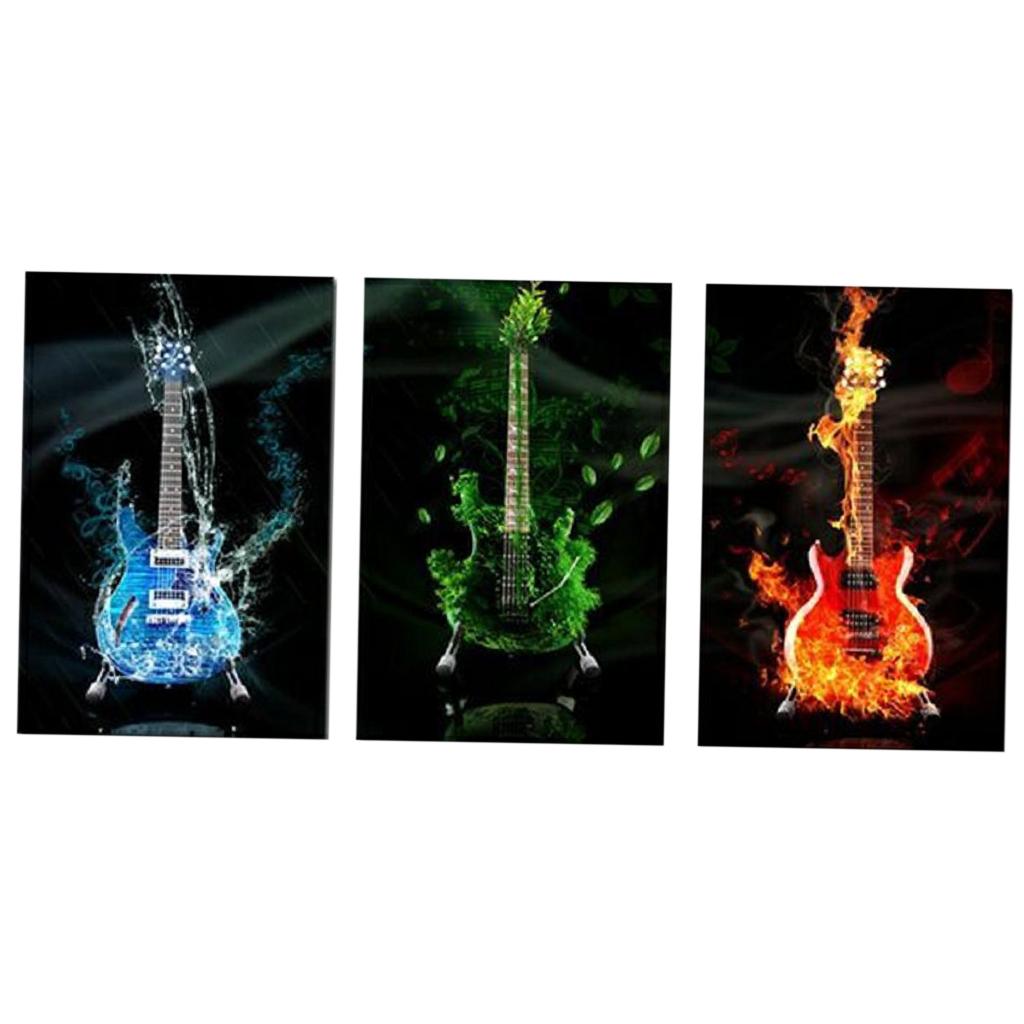 Home Decor Gitarre 3er Set Wandbilder Kunstdruck Leinwand Bilder Set Home Garden Gefradis Fr