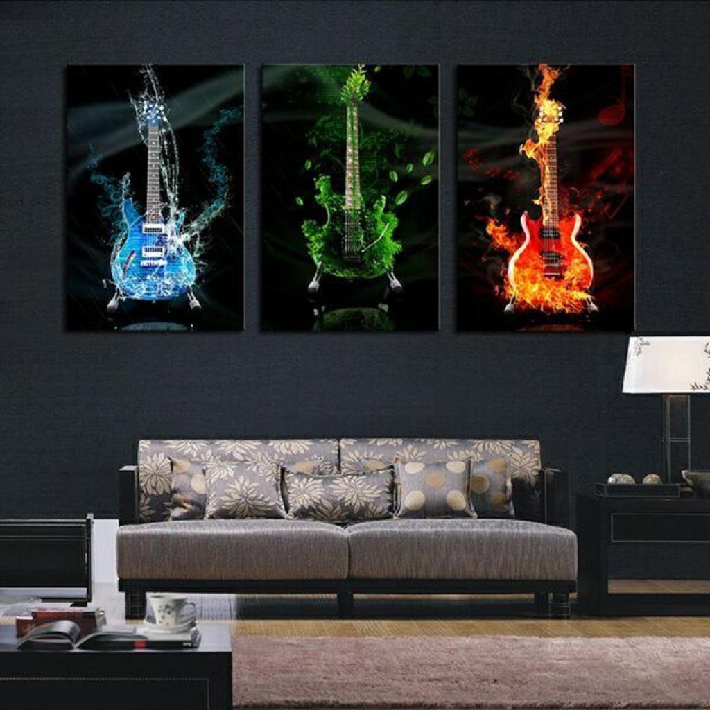 Home Decor Gitarre 3er Set Wandbilder Kunstdruck Leinwand Bilder Set Home Garden Gefradis Fr