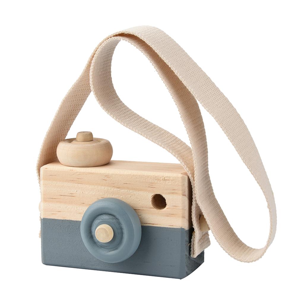 Mini Cute Wooden Camera Crafts Toys Baby Kids Children Room Decor Grey