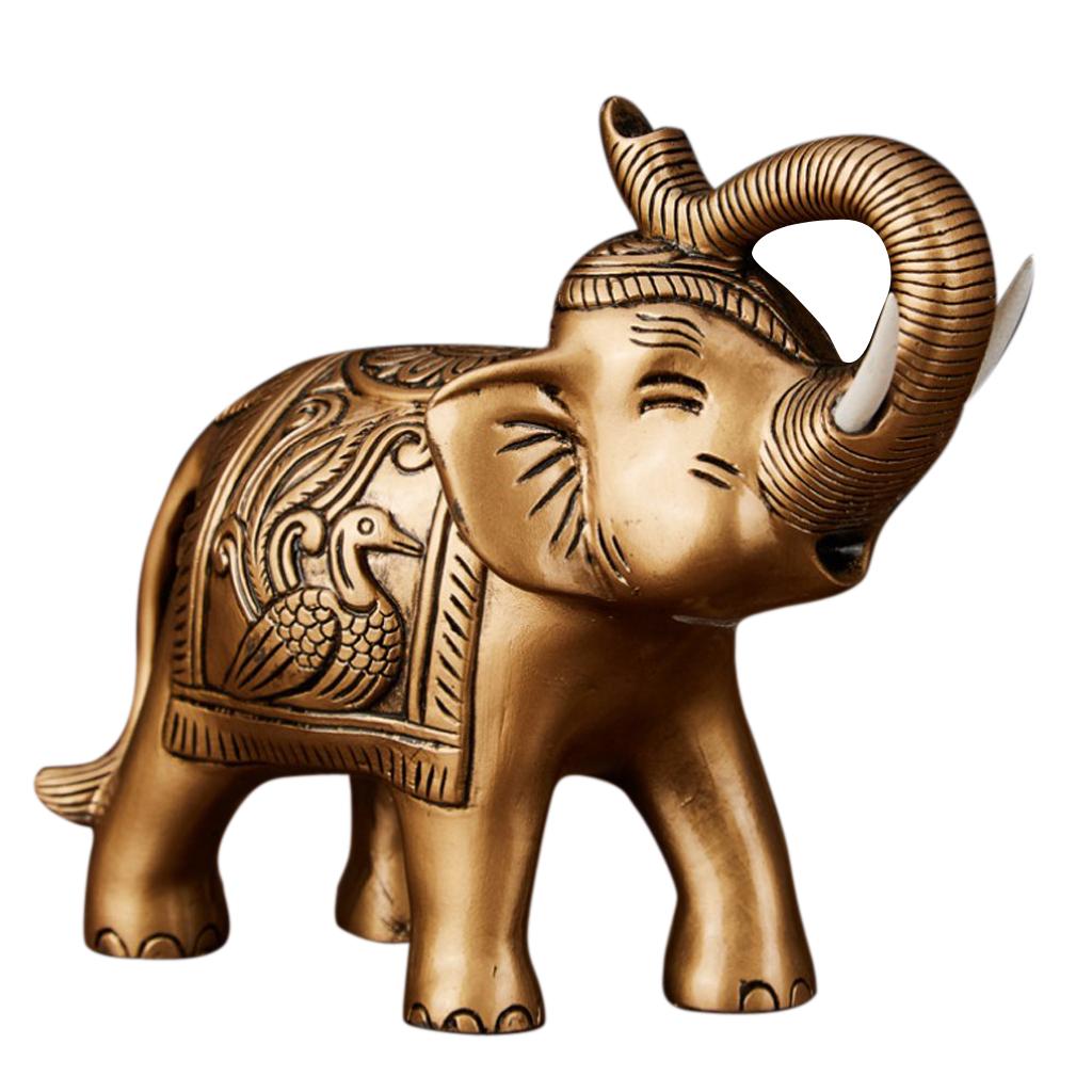Crafts Money Elephant Wealth Figurine Office Ornament Feng Shui Decor Copper